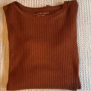 American Eagle Outfitters Orange Ribbed Blouse
